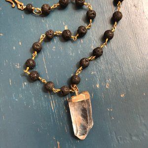 Quartz Crystal + Lava Necklace